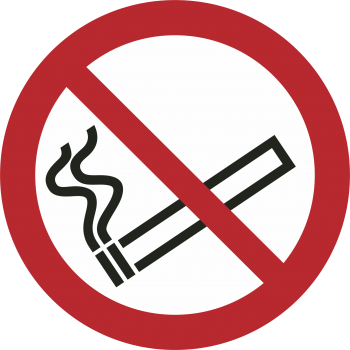 Verbotseichen P002 Rauchen verboten nach DIN ISO 7010  - 50mm ( VPE 25 Stück )